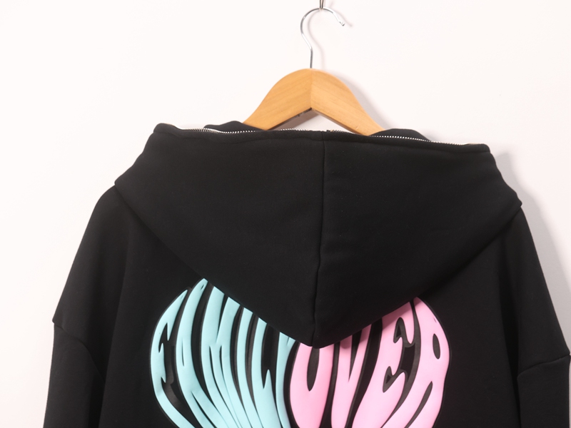 Vibrant Wave - Stylish Black Hoodie with Colorful Gradient Wave Design
